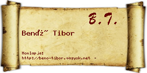 Benő Tibor névjegykártya